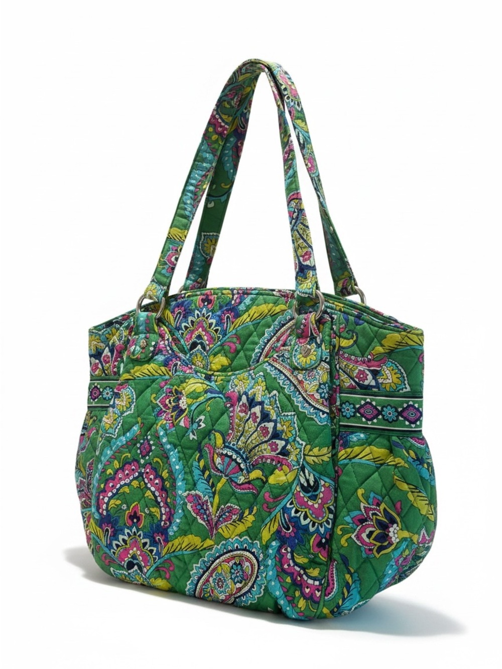 Vera Bradley Glenna Tote Emerald Paisley Retired Quilted Bag EUC